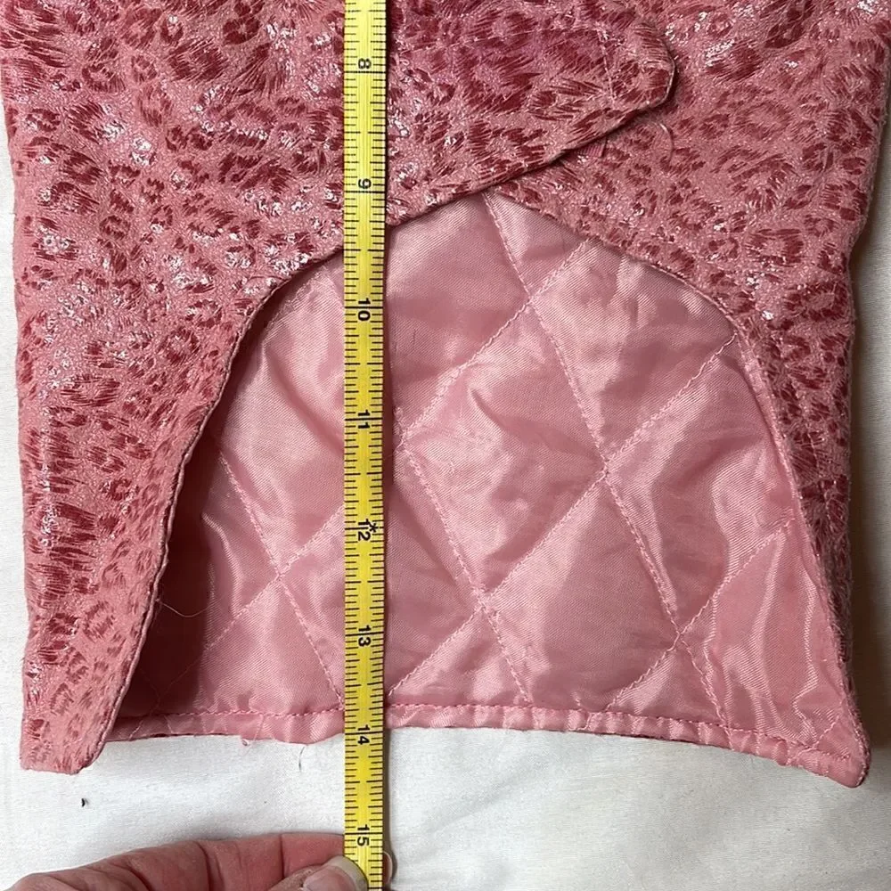 Dicken’s Closet Pink Leopard Print Jacket. No size tag. (See measurements).